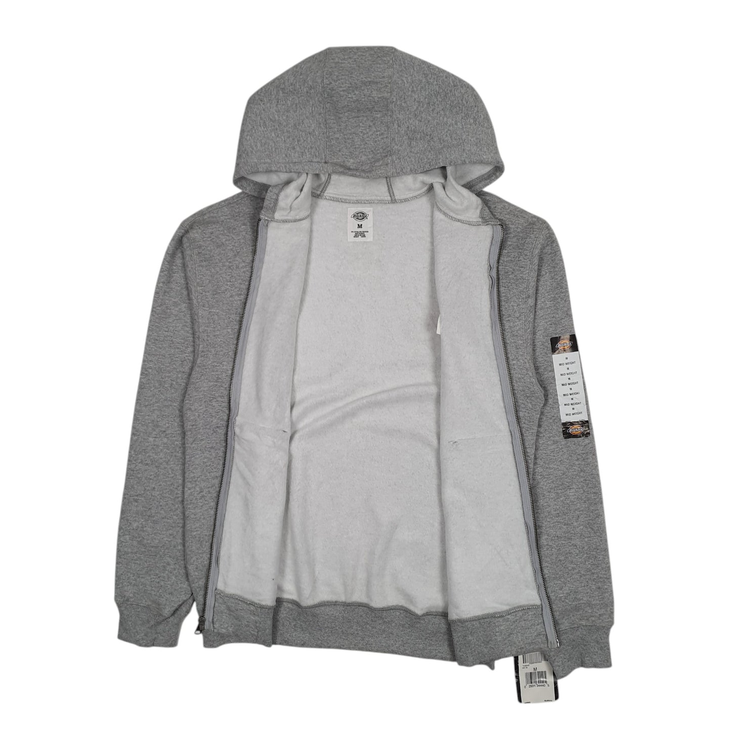Mens Grey Dickies Hoodie Full Zip Jumper