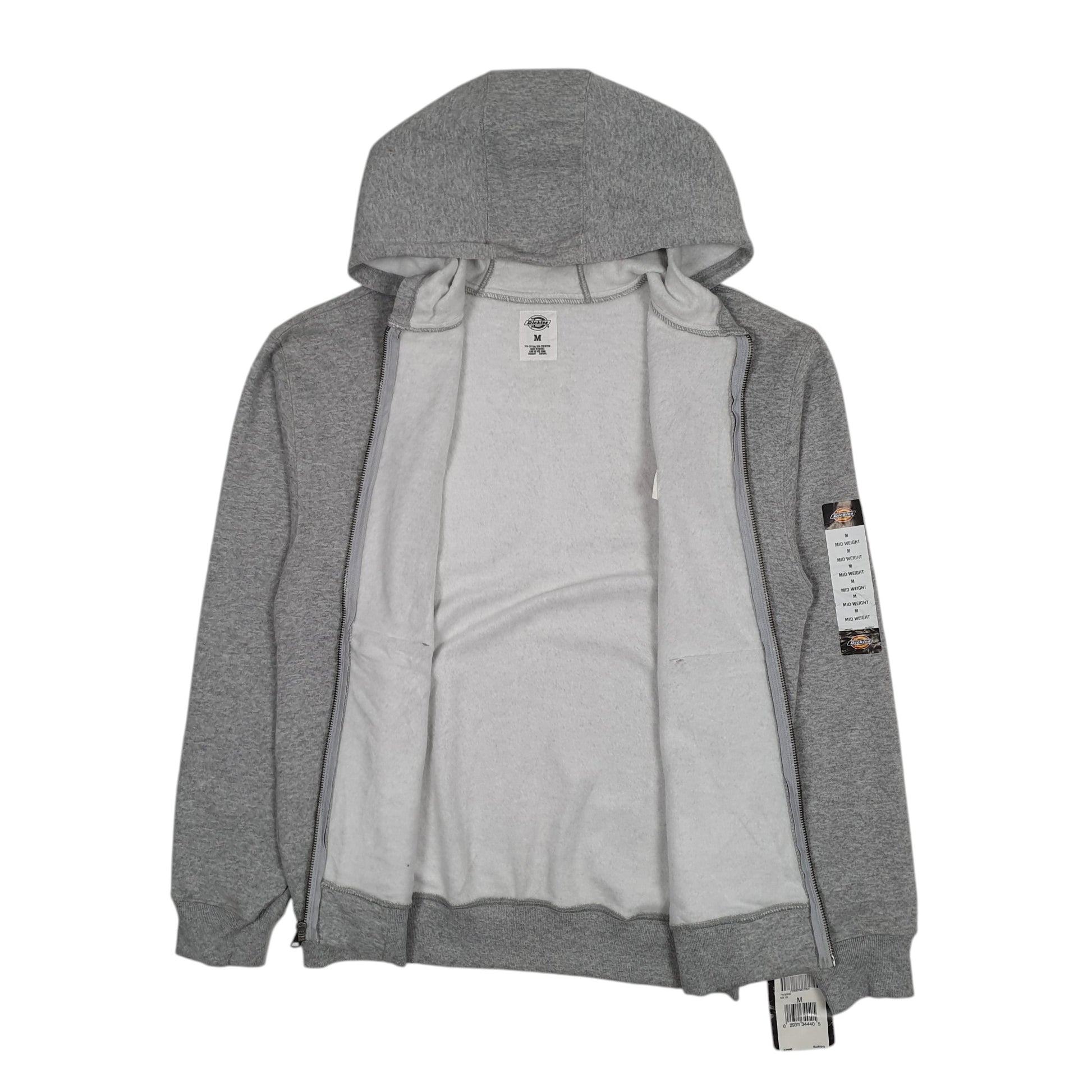 Mens Grey Dickies Hoodie Full Zip Jumper