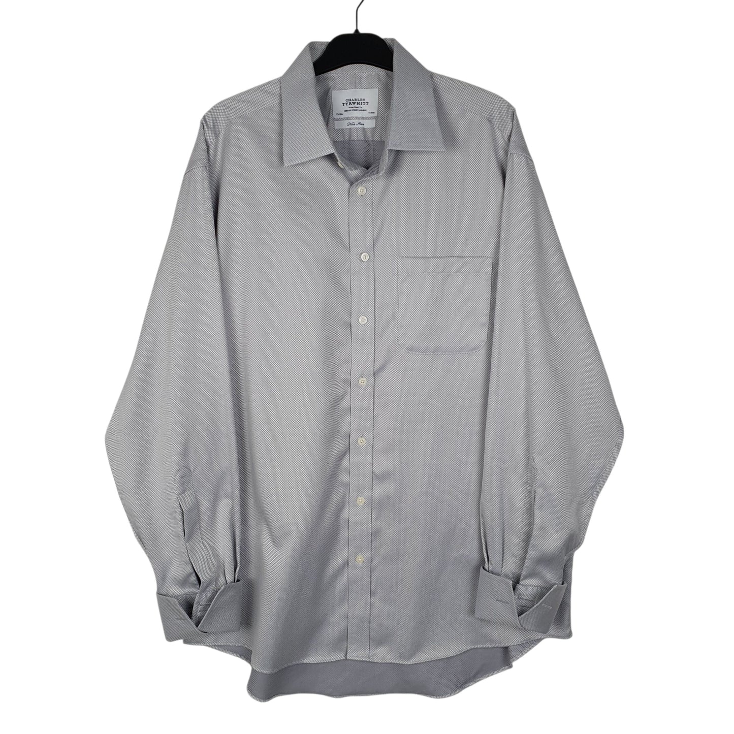 Mens Grey Charles Tyrwhitt Non Iron French Cuff Long Sleeve Shirt