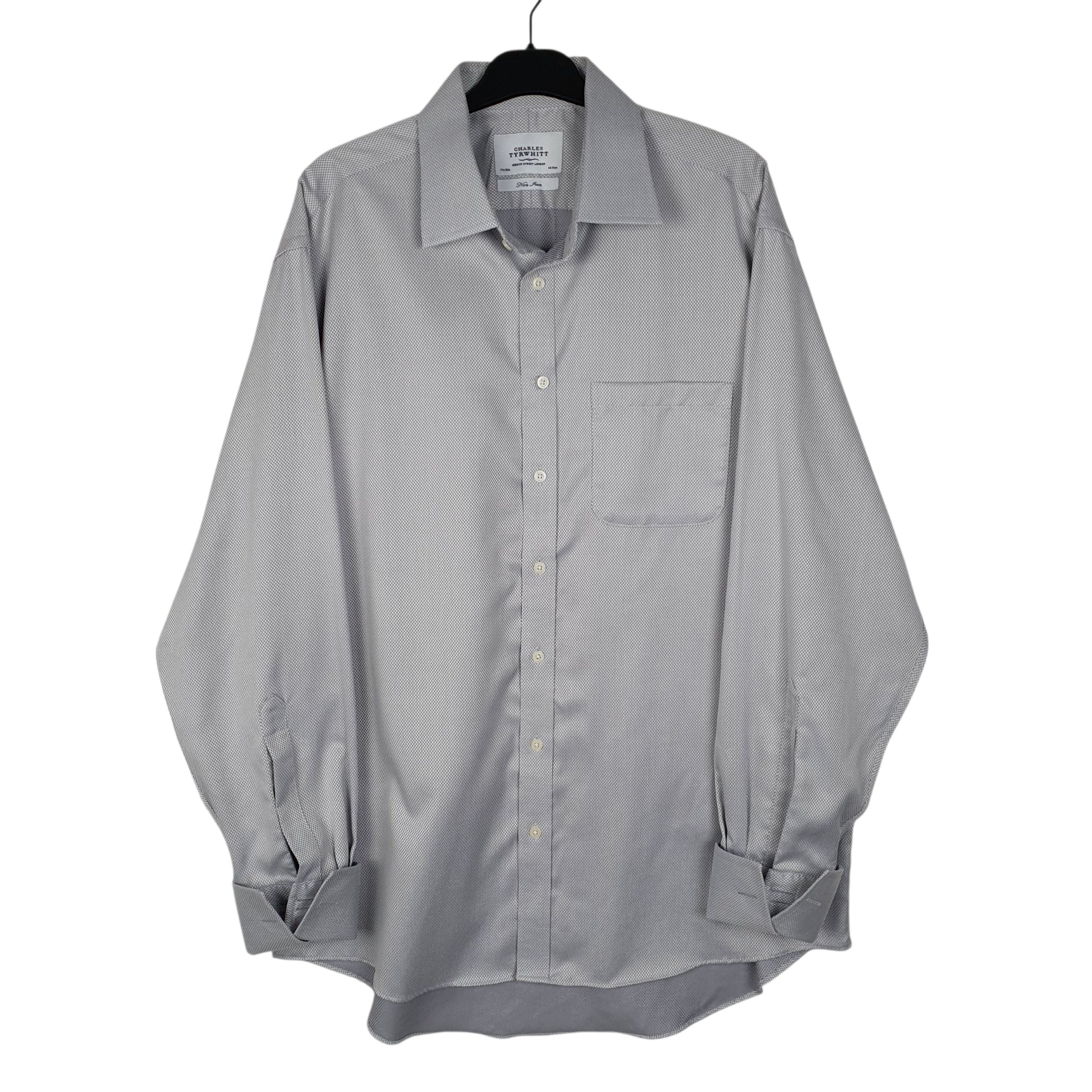 Mens Grey Charles Tyrwhitt Non Iron French Cuff Long Sleeve Shirt