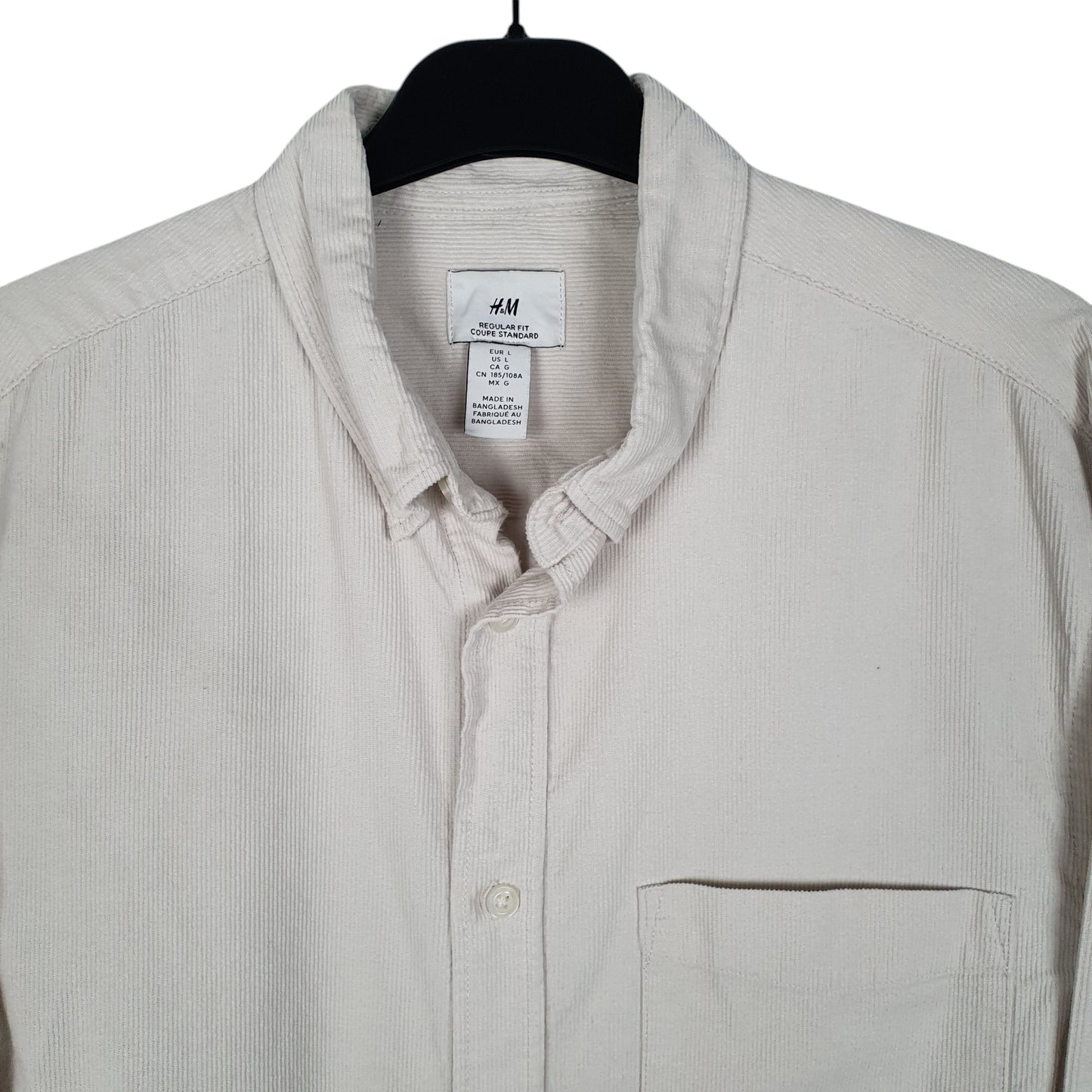 Mens Cream H&M Corduroy  Shirt