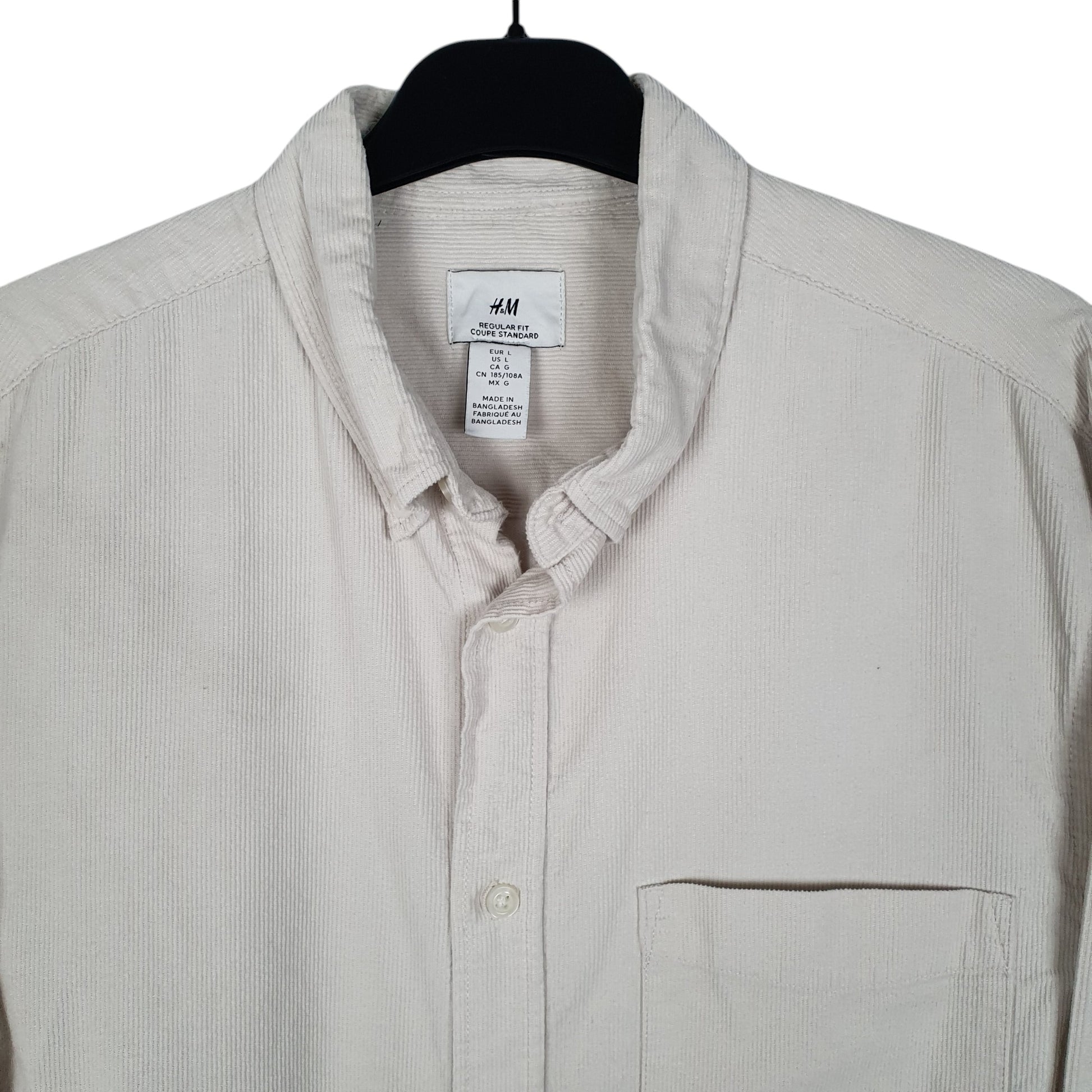 Mens Cream H&M Corduroy  Shirt