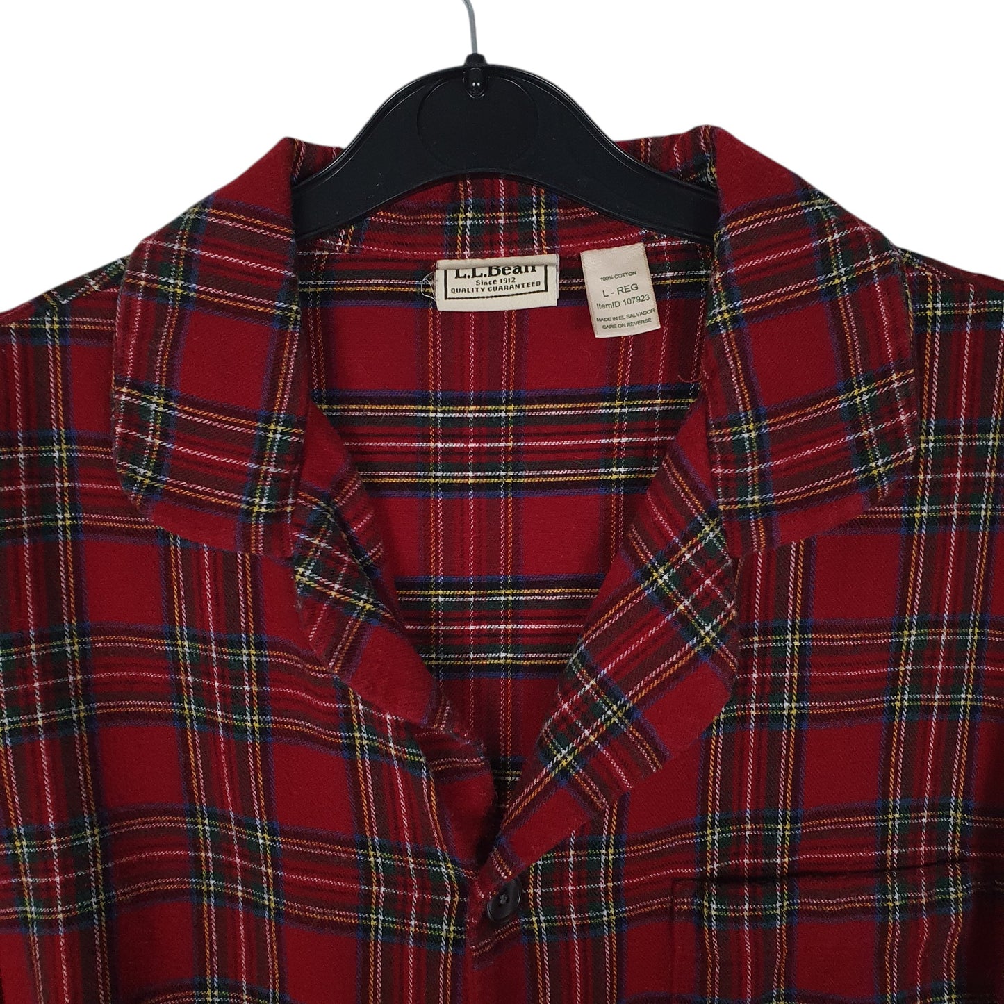 Mens Red L.L.Bean Thick Flannel Plaid Cardigan  Shirt