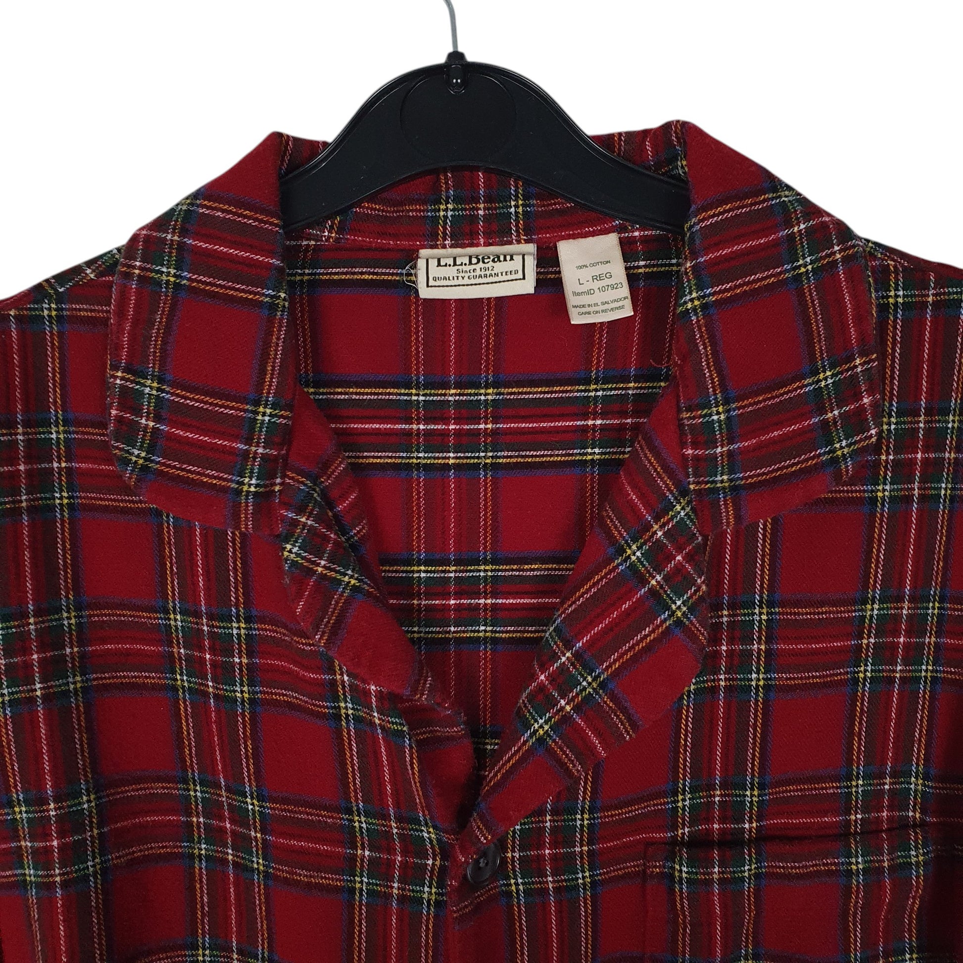 Mens Red L.L.Bean Thick Flannel Plaid Cardigan  Shirt