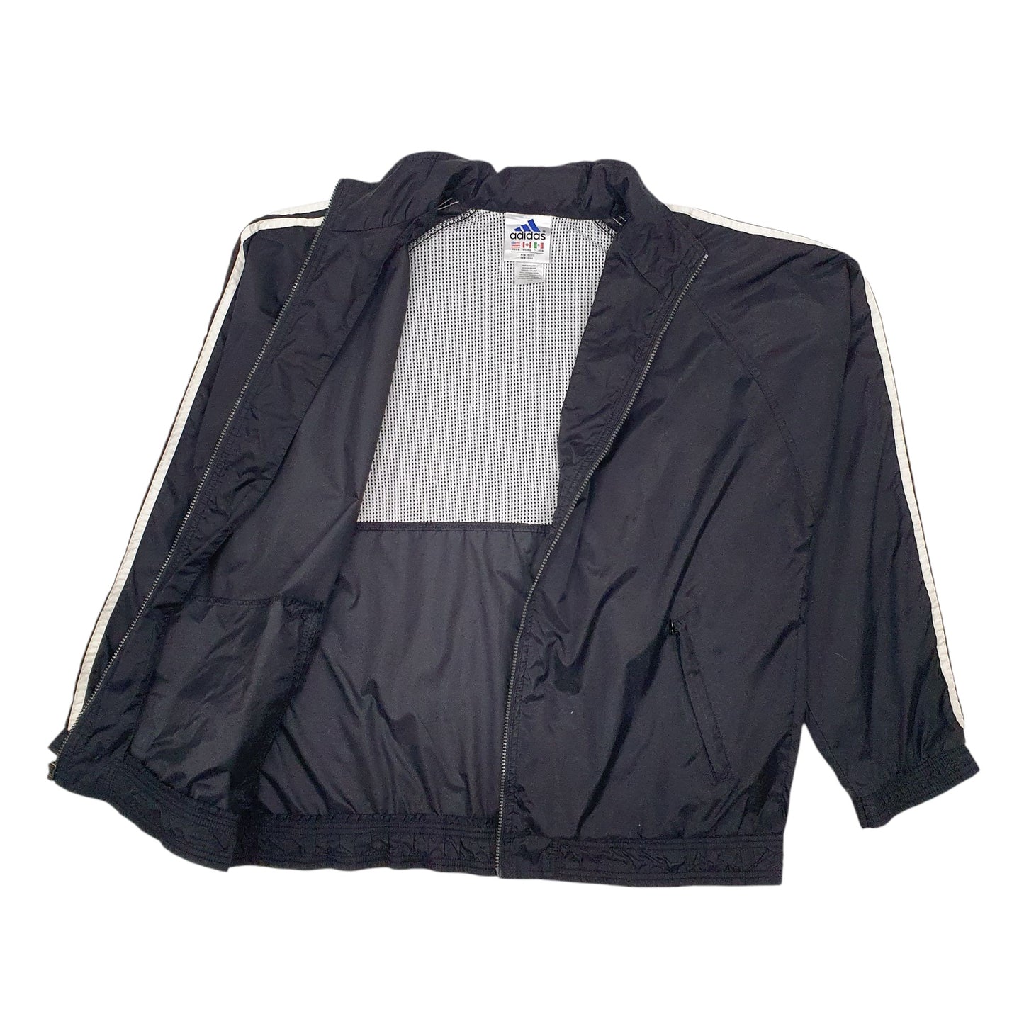 Mens Black Adidas Vintage 90s Concealed Hood  Coat