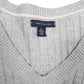 Womens Grey Tommy Hilfiger Cable Knit Knitwear V Neck Jumper