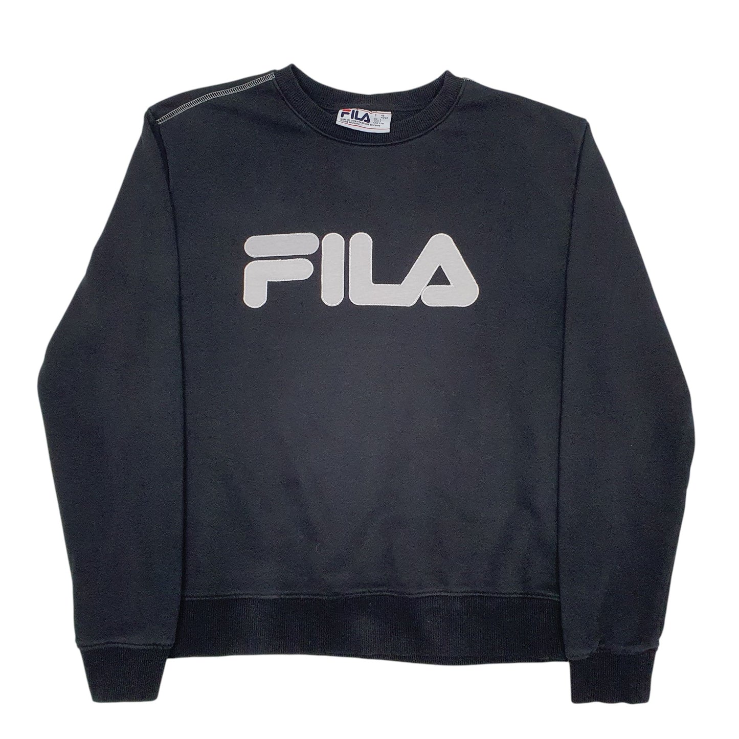 Womens Black Fila Spellout Crewneck Jumper