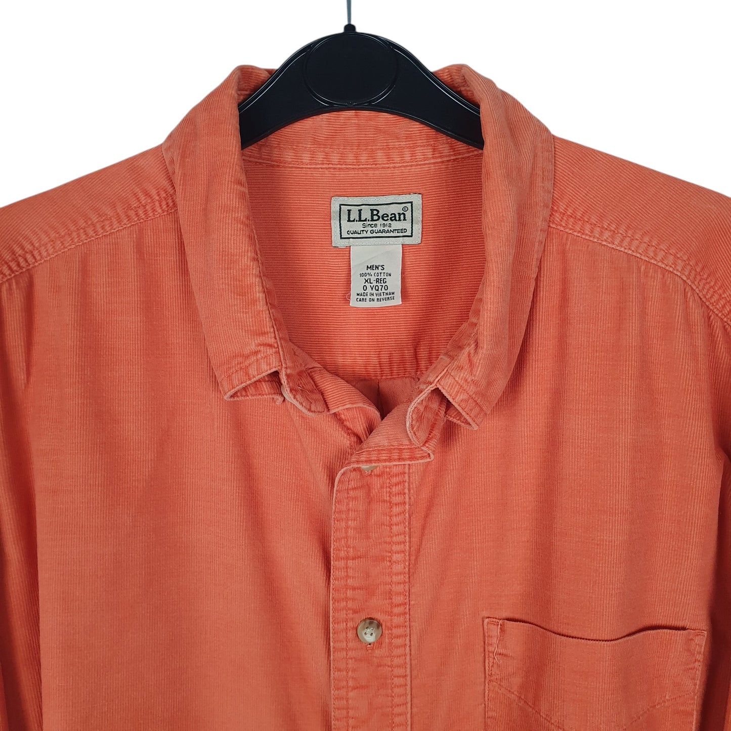 Mens Orange L.L.Bean Corduroy  Shirt