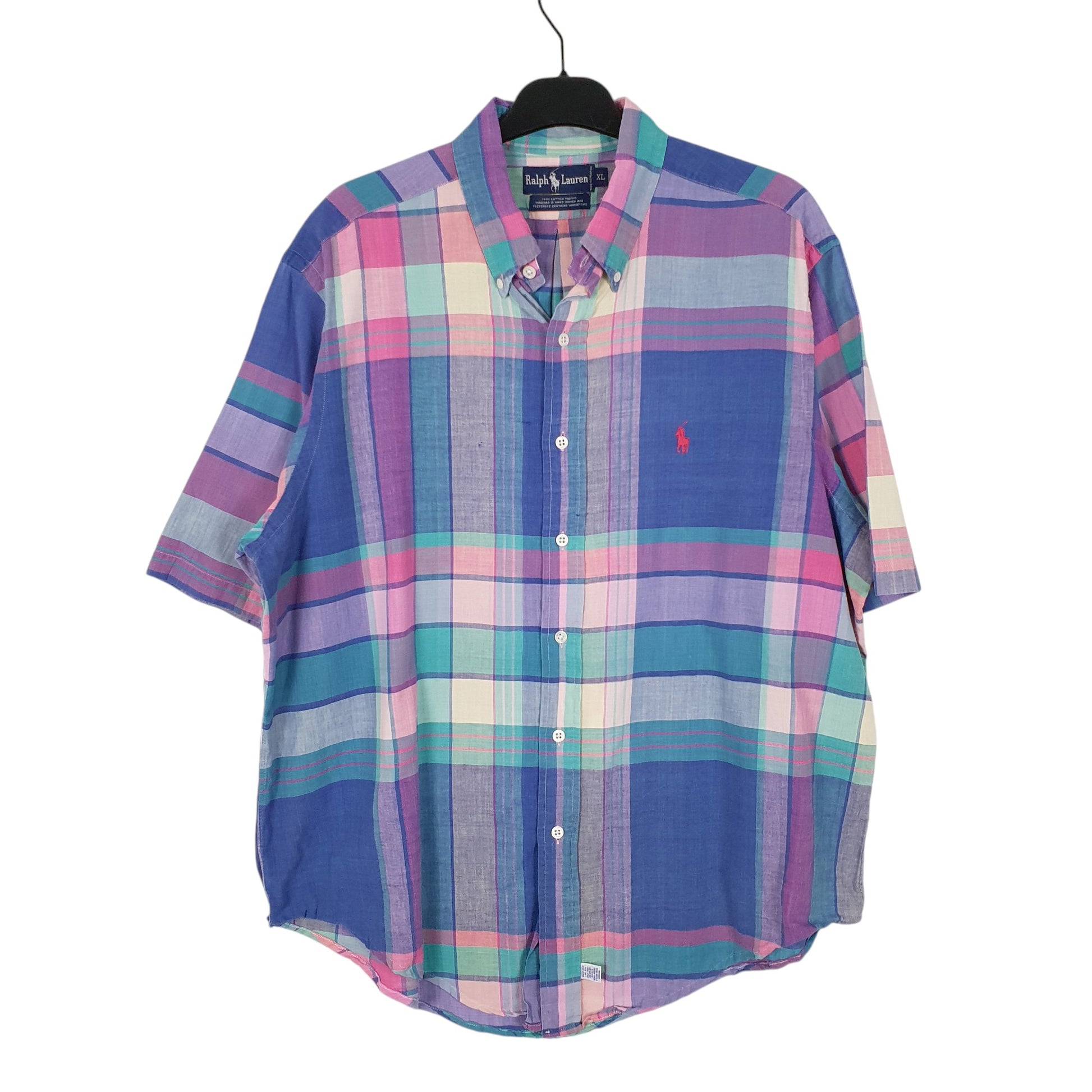 Mens Blue Ralph Lauren Madras Short Sleeve Shirt