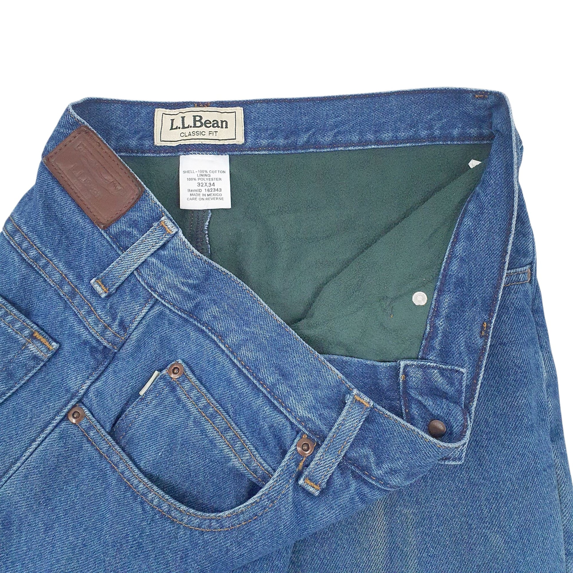 Mens Blue L.L.Bean Blanket Lined  Jeans