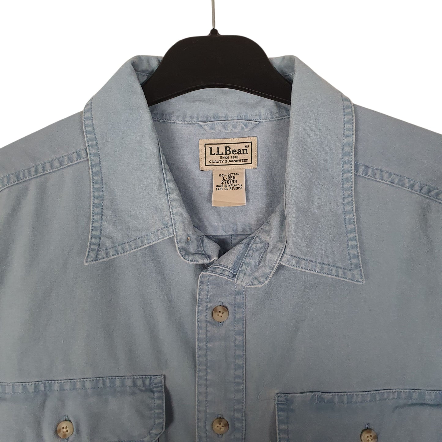 Mens Blue L.L.Bean Sunwashed Canvas  Shirt