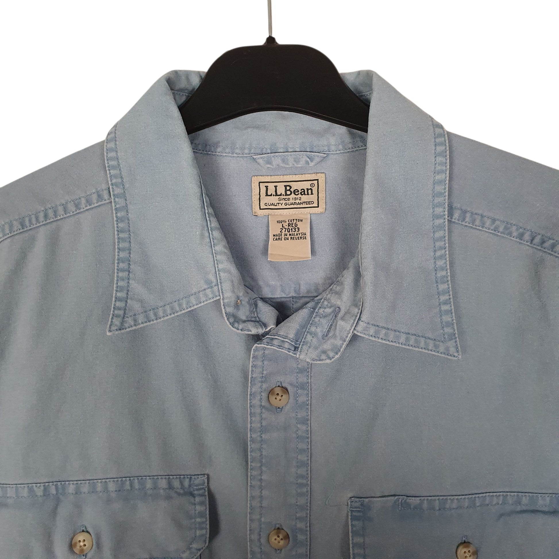 Mens Blue L.L.Bean Sunwashed Canvas  Shirt