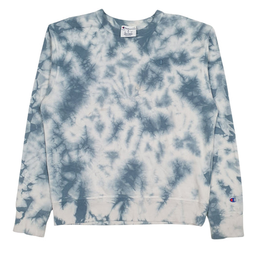 Mens Blue Champion Tie Dye Crewneck Jumper