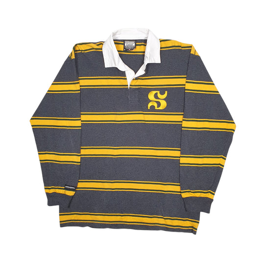 Mens Grey Barbarian Rugby Long Sleeve Polo Shirt