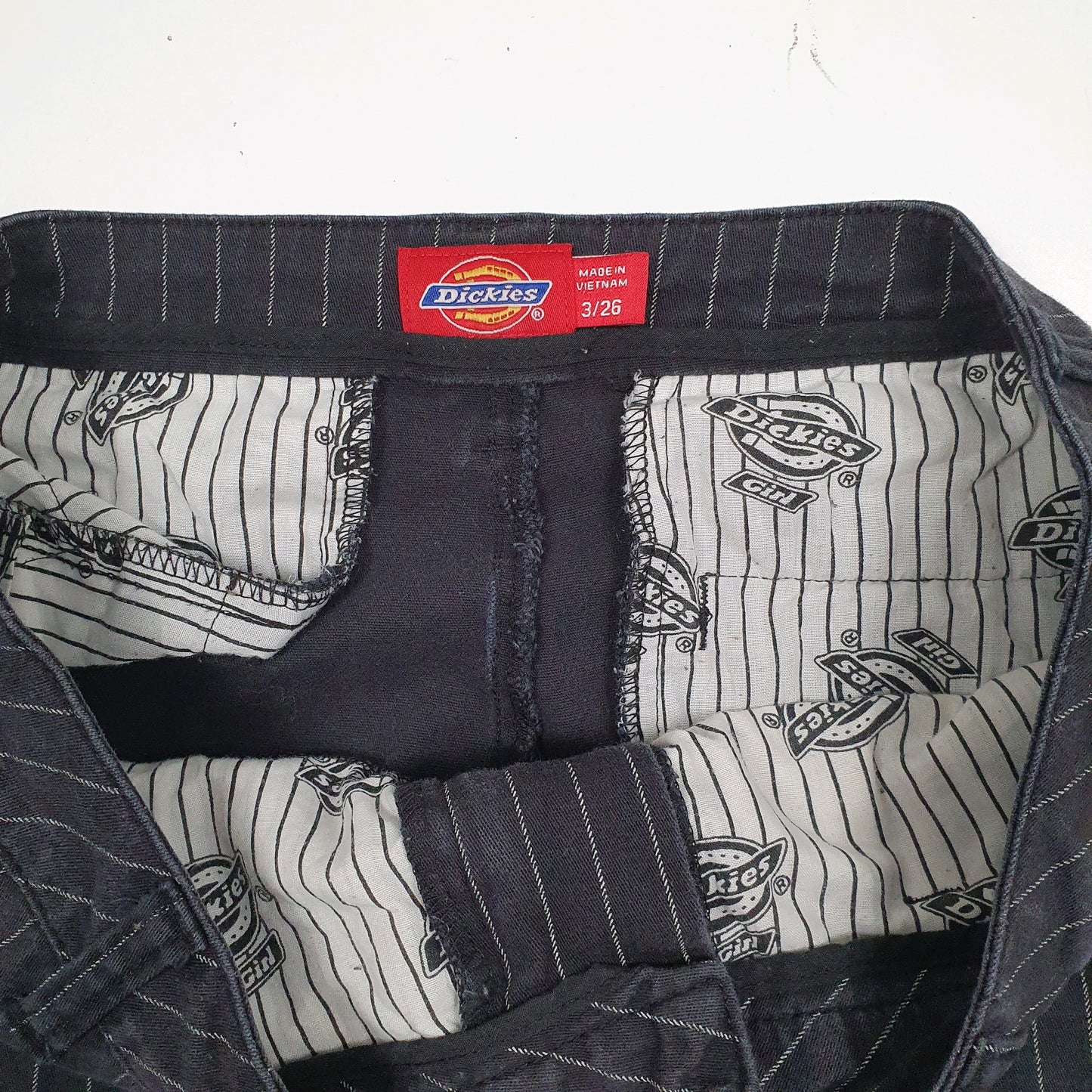 Womens Grey Dickies Striped  Trousers