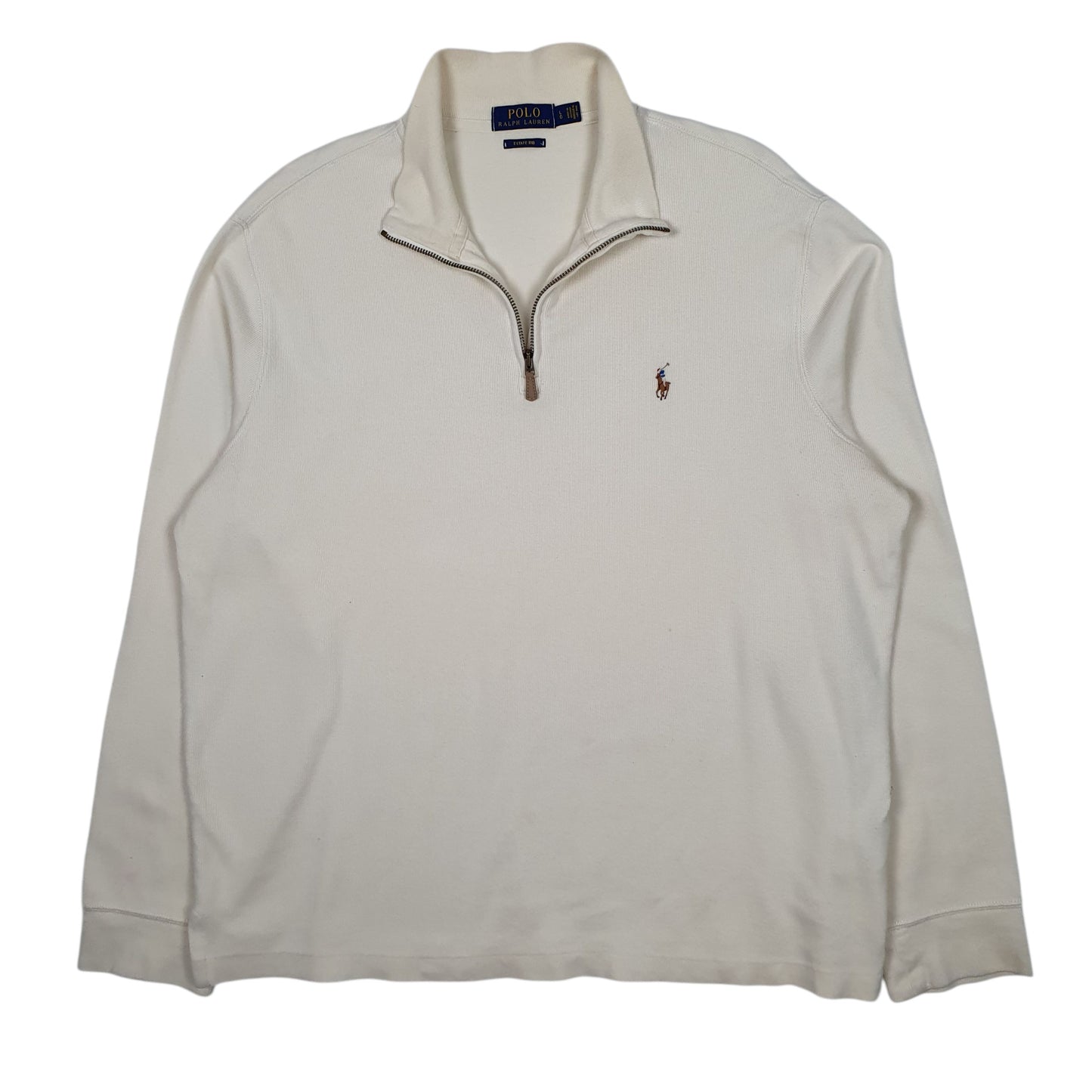 Mens Cream Polo Ralph Lauren Estate Rib Quarter Zip Jumper