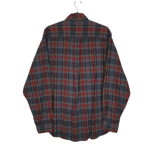 Mens Grey L.L.Bean Thick Flannel Plaid  Shirt