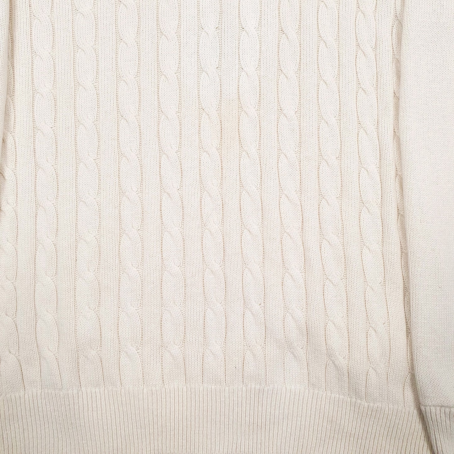 Mens Cream Tommy Hilfiger Cable Knit Crewneck Jumper