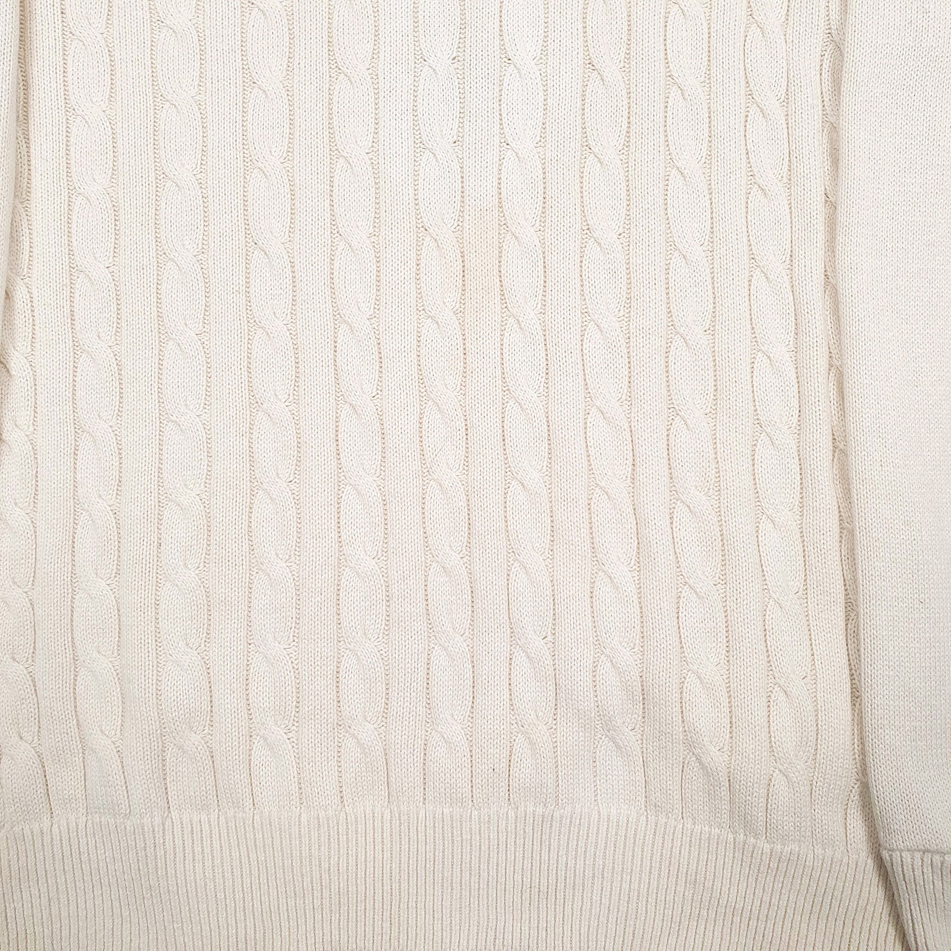 Mens Cream Tommy Hilfiger Cable Knit Crewneck Jumper