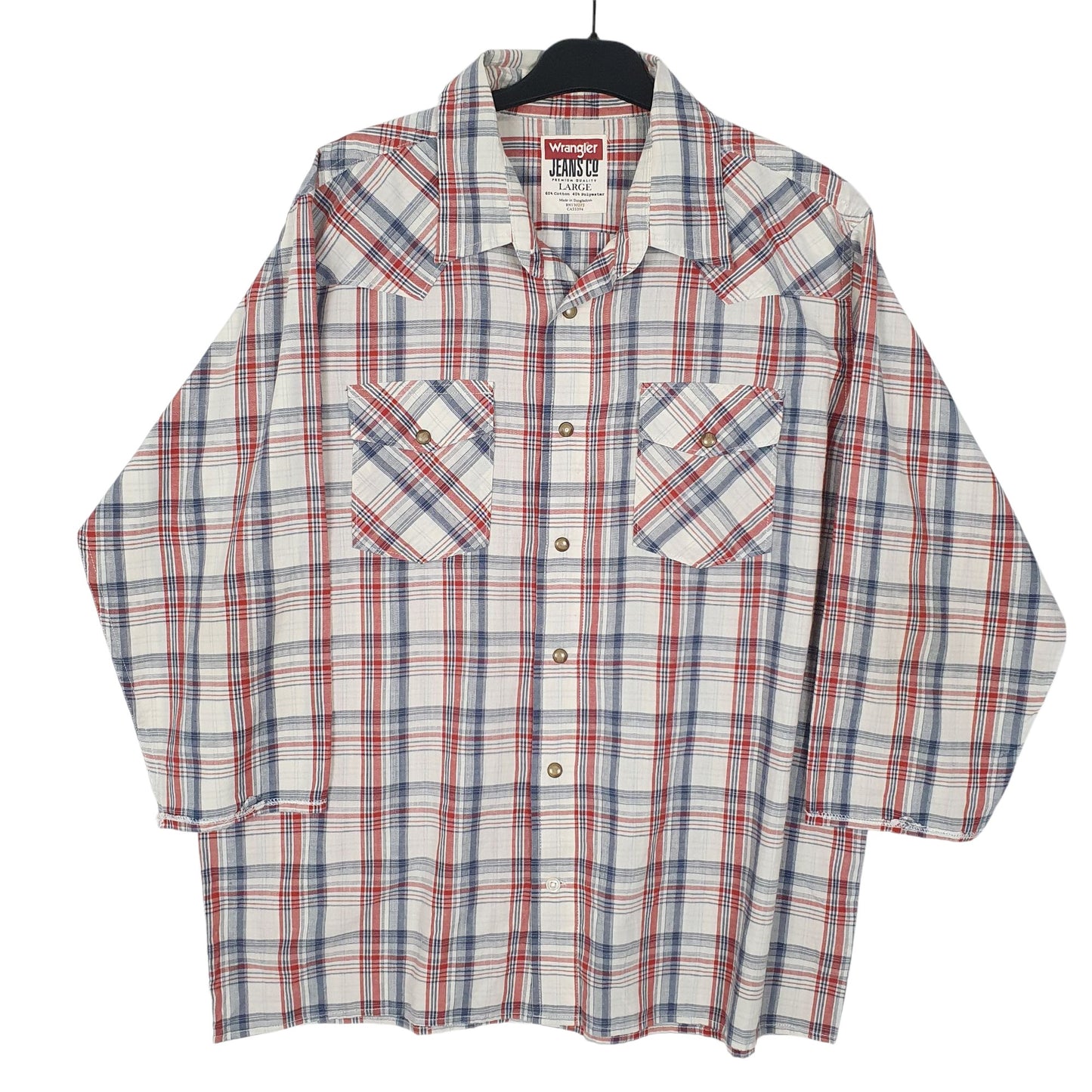 Mens White Wrangler Pearl Snap Long Sleeve Shirt