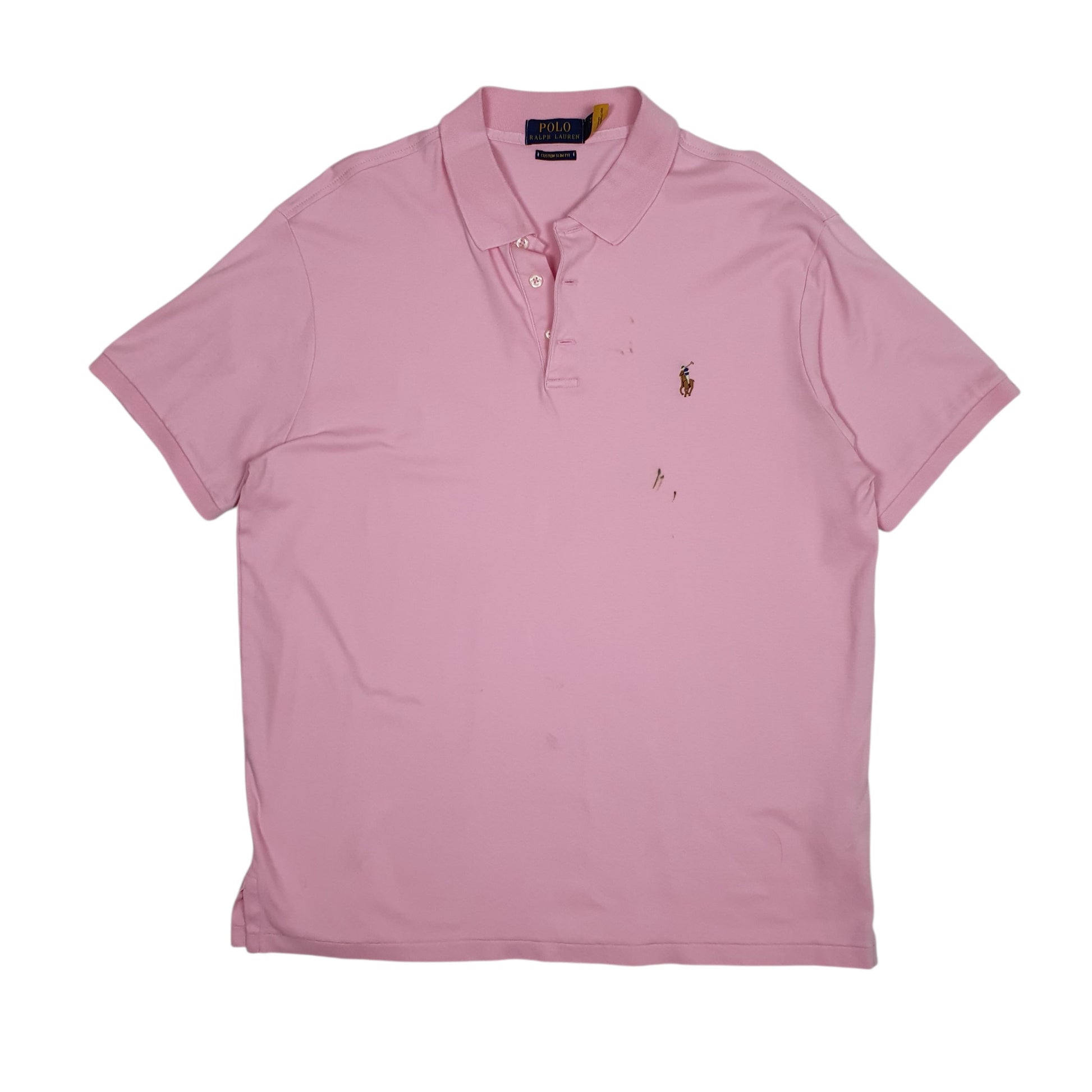 Mens Pink Polo Ralph Lauren Custom Slim Fit Short Sleeve Polo Shirt
