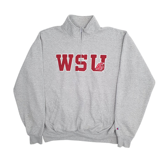 Mens Grey Champion WSU Quarter Zip Jumper
