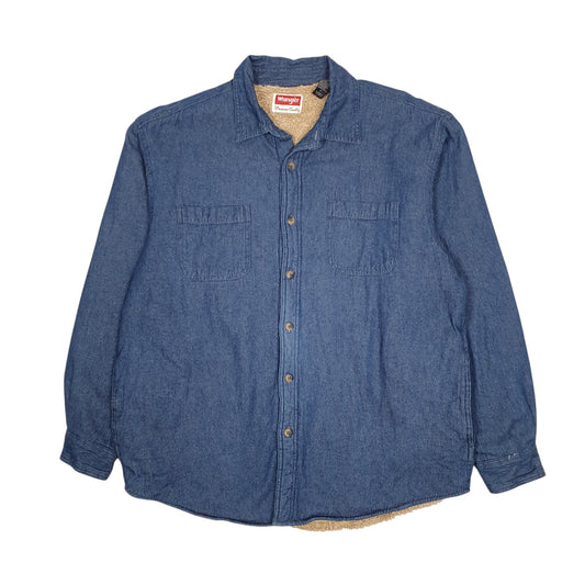 Mens Blue Wrangler Sherpa Lined  Coat