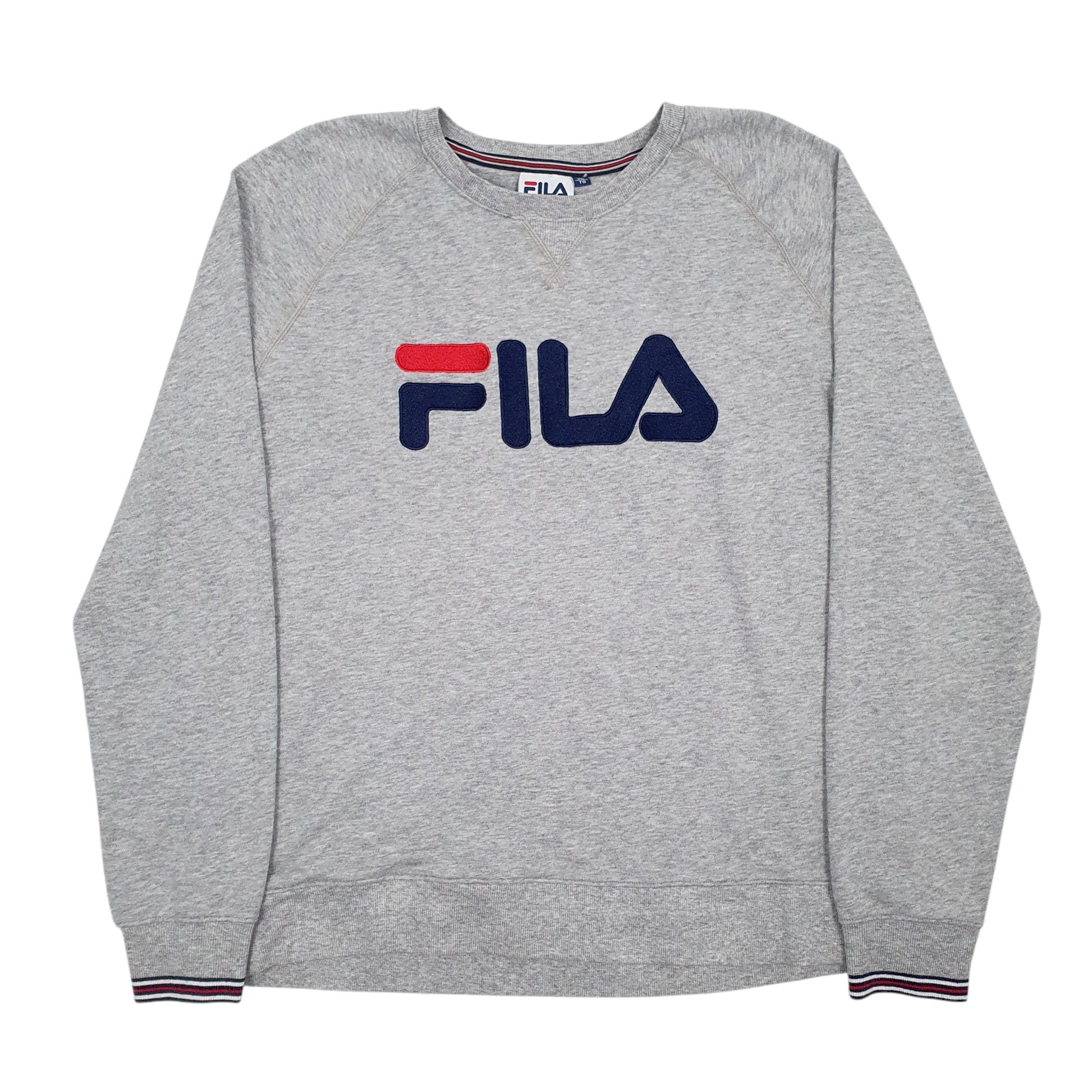 Mens Grey Fila Spellout Crewneck Jumper