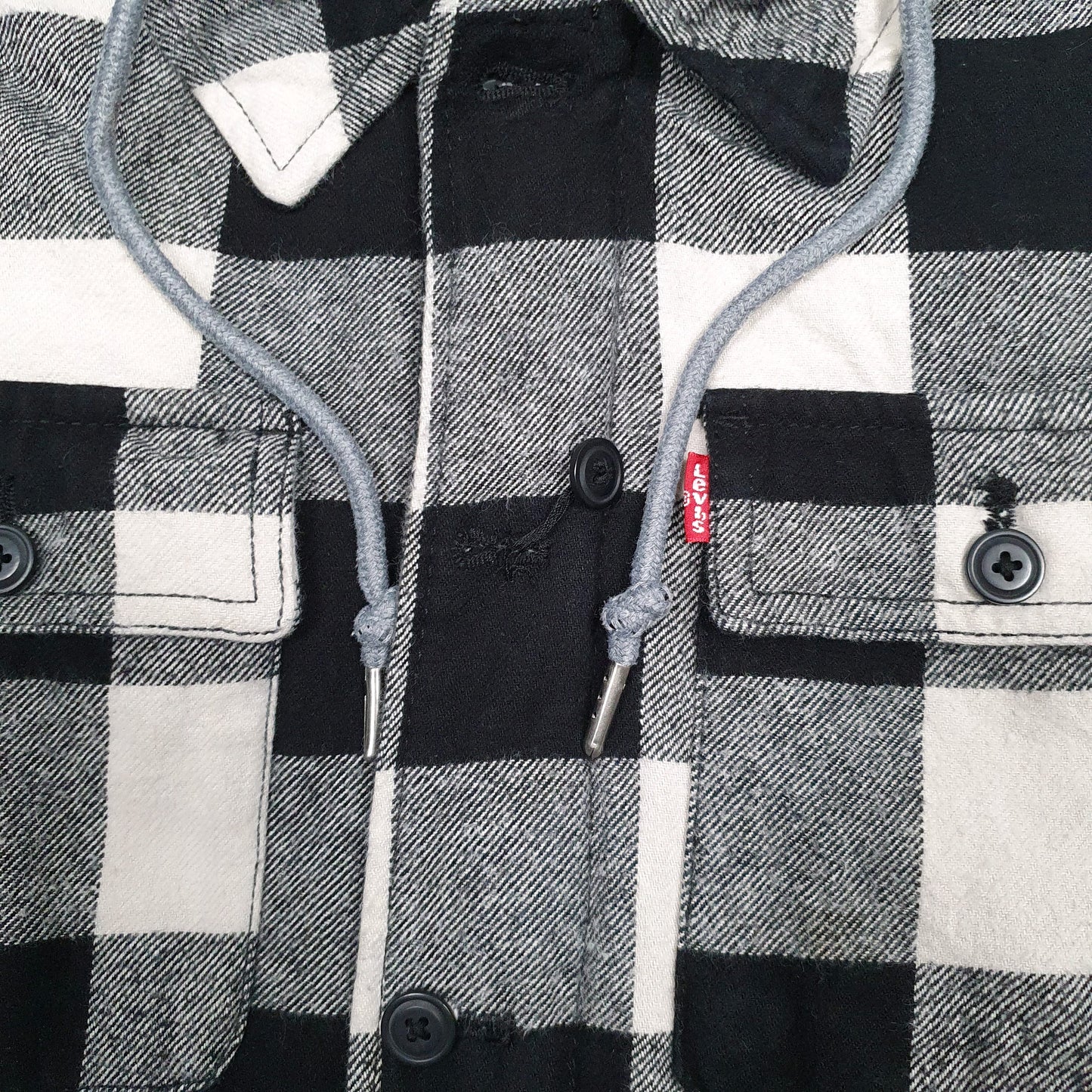 Mens Grey Levis Overshirt Sherpa Lined Hoodie  Coat