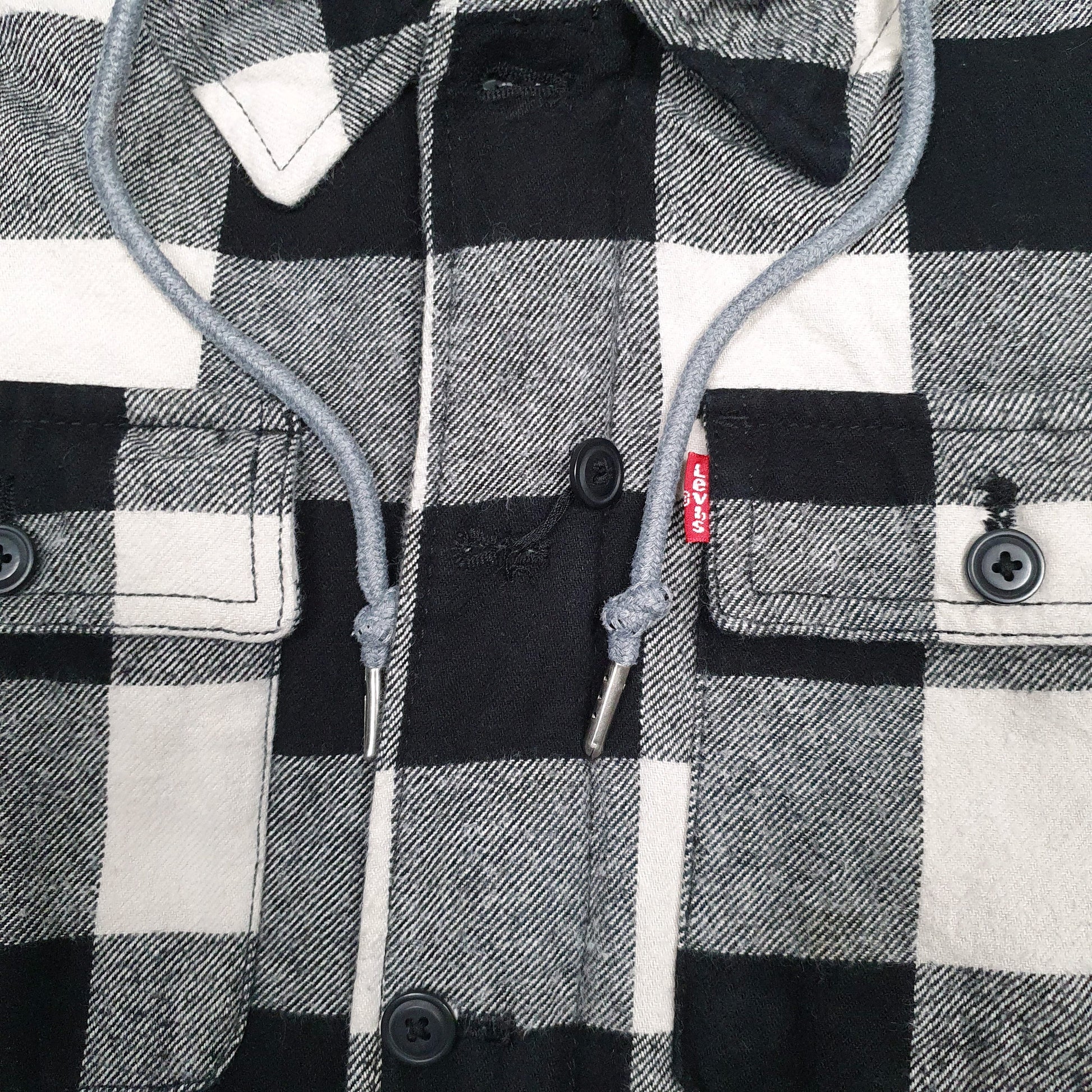 Mens Grey Levis Overshirt Sherpa Lined Hoodie  Coat