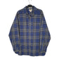 Mens Blue L.L.Bean Thick Chamois Plaid Long Sleeve Shirt