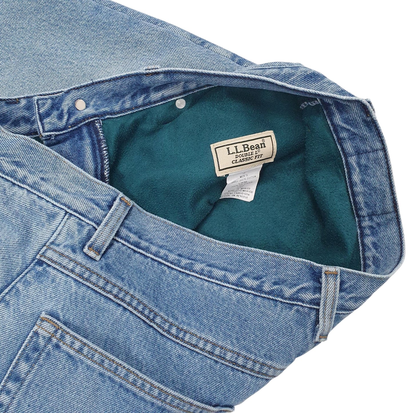 Mens Blue L.L.Bean Blanket Lined Double L 90s  Jeans