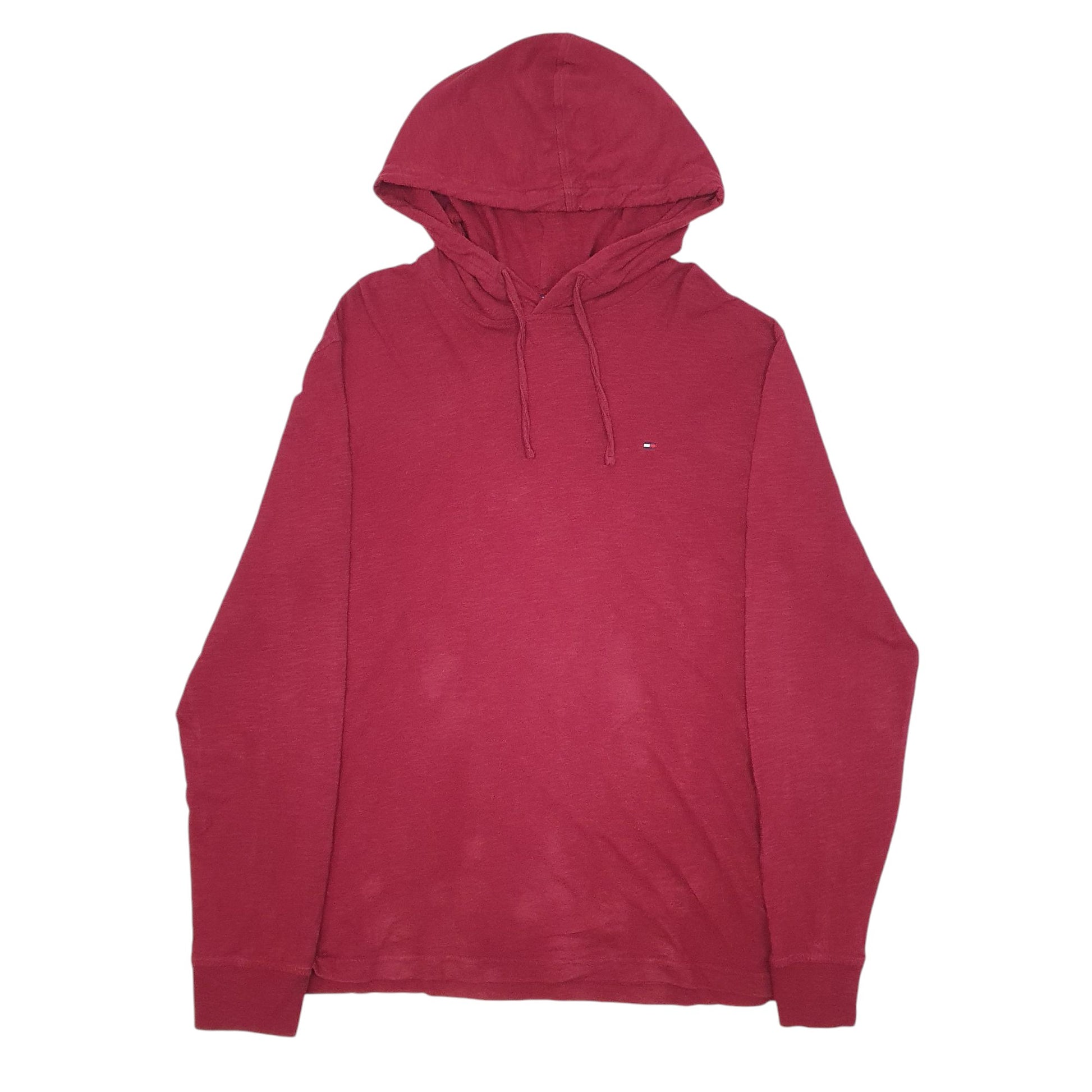 Mens Burgundy Tommy Hilfiger Lightweight Hoodie Jumper