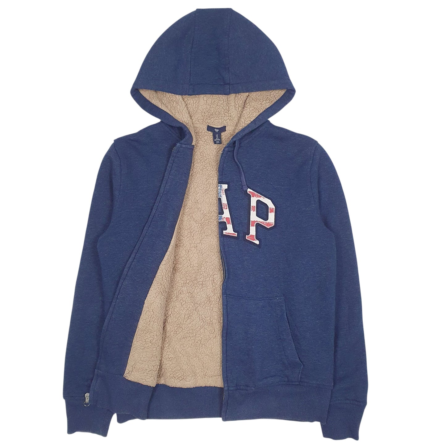 Mens Blue Gap Spellout Sherpa Linee Full Zip Jumper