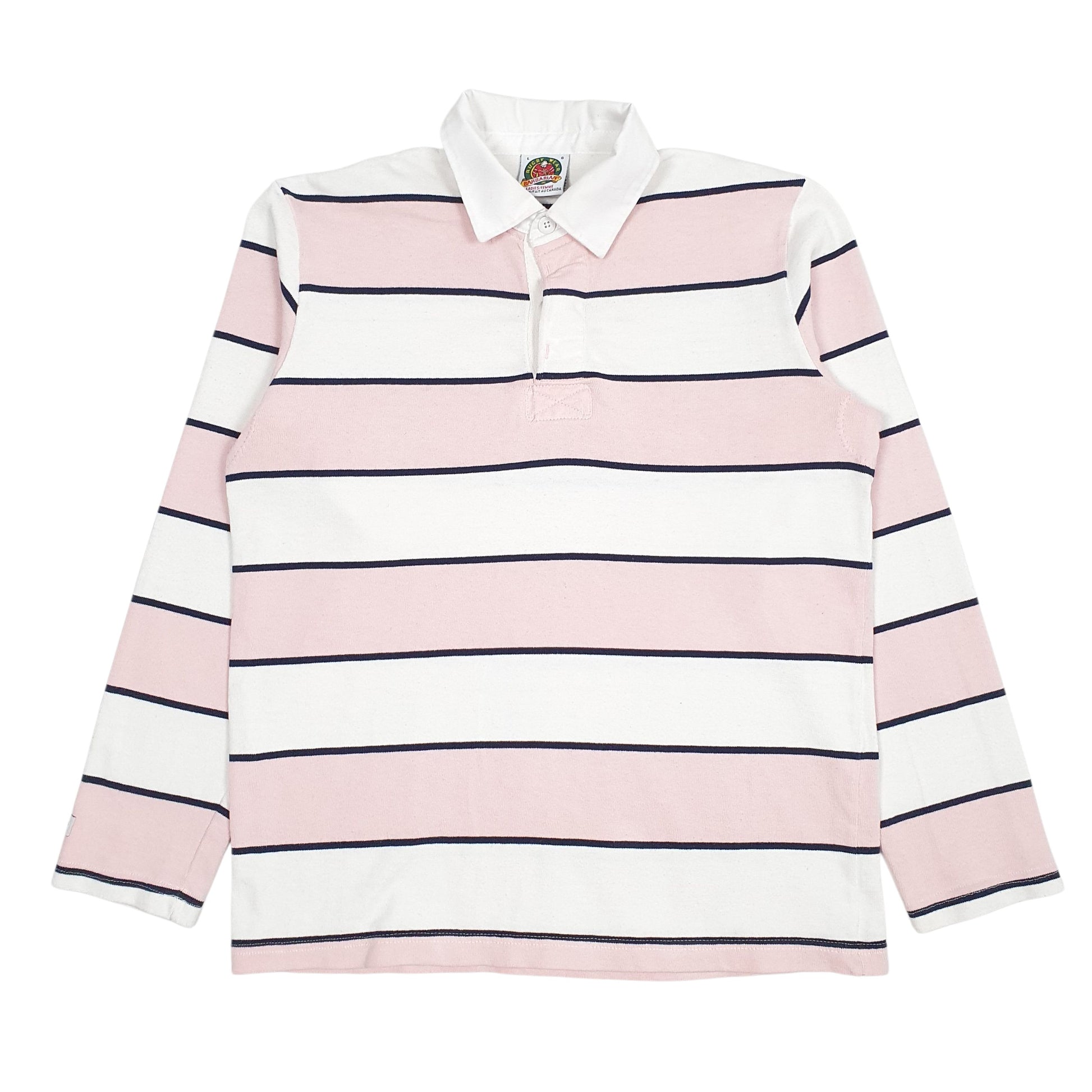 Womens White Barbarian  Long Sleeve Polo Shirt