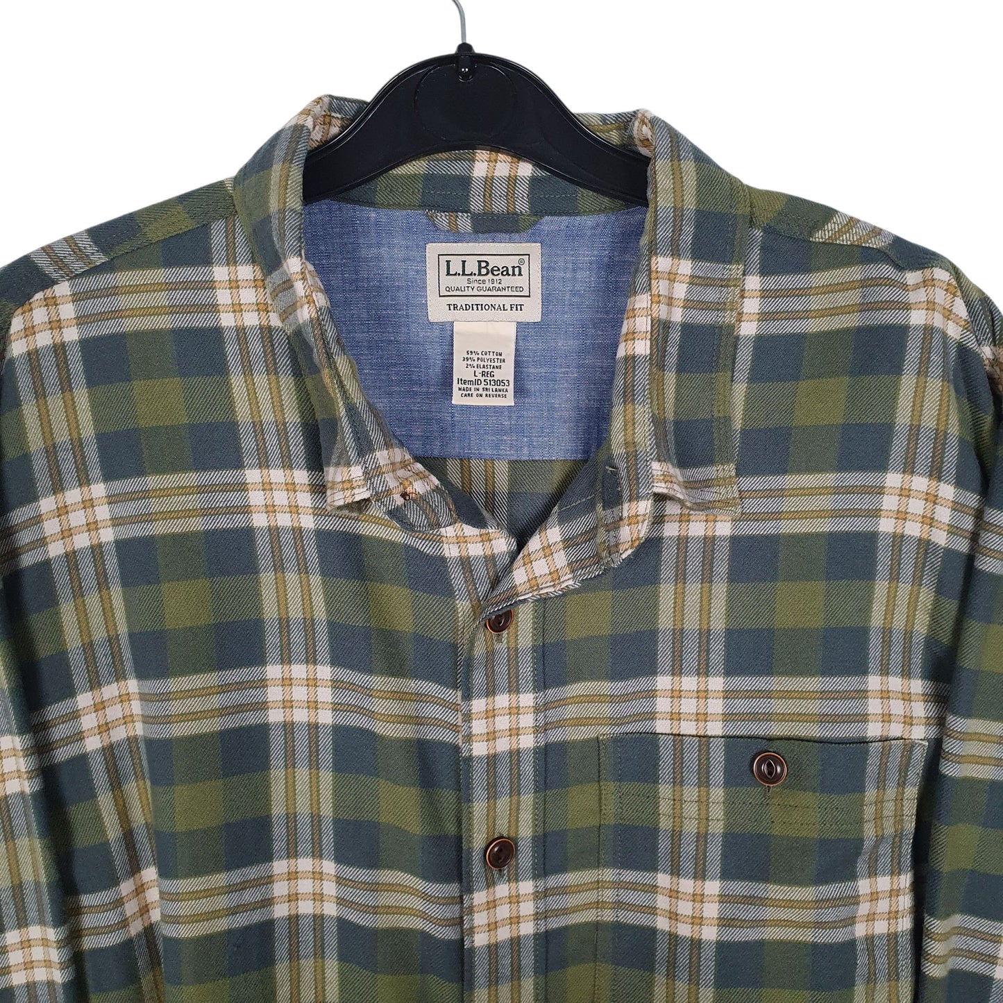 Mens Green L.L.Bean Thick Plaid  Shirt