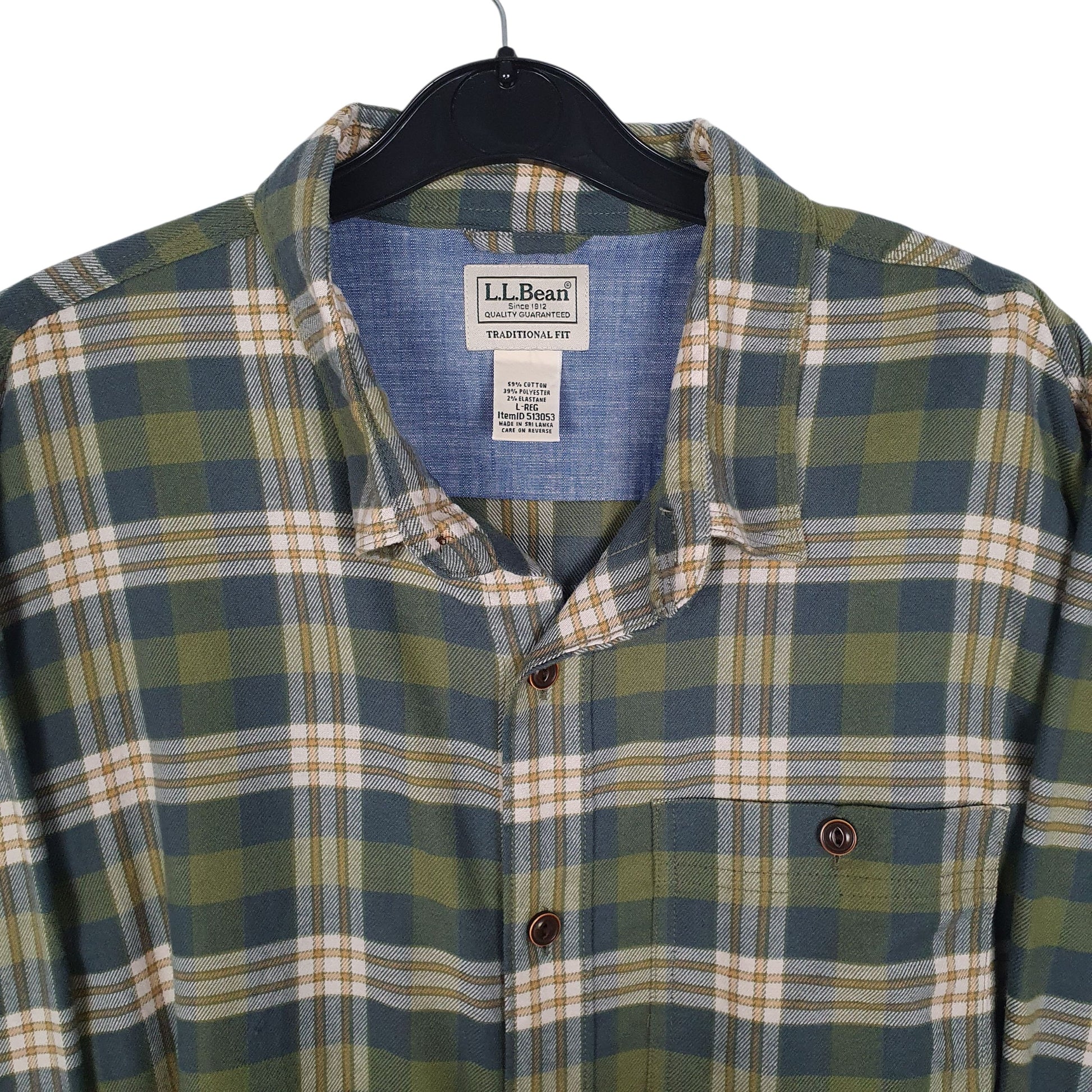 Mens Green L.L.Bean Thick Plaid  Shirt