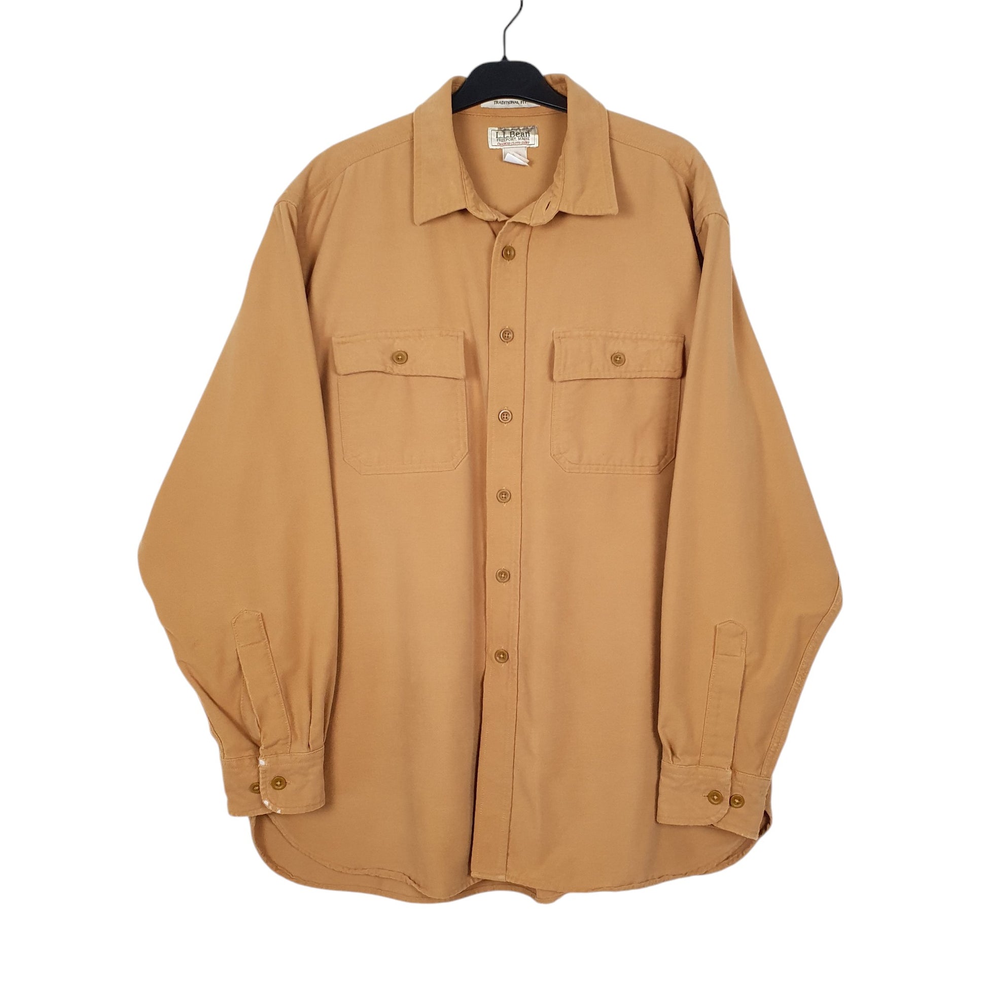 Mens Tan L.L.Bean Chamois Long Sleeve Shirt