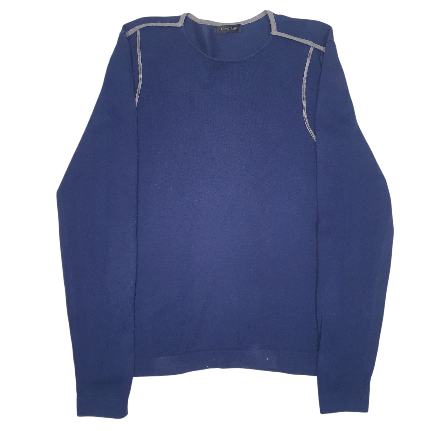 Mens Blue Calvin Klein Lightweight Crewneck Jumper