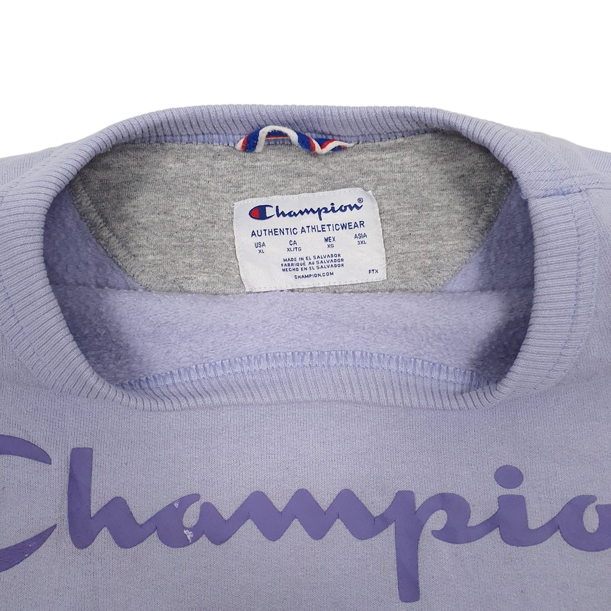 Mens Purple Champion Spellout Crewneck Jumper