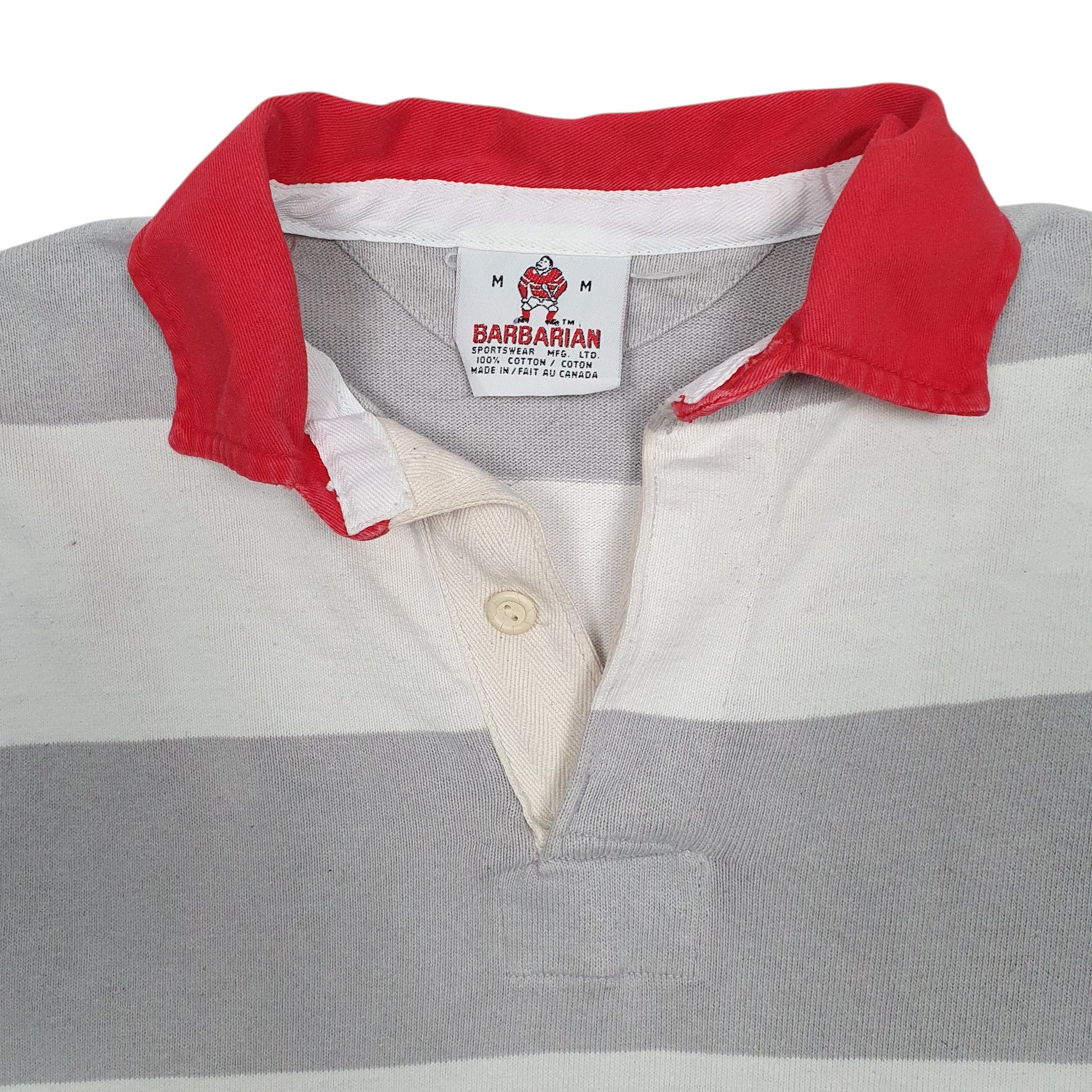 Mens Grey Barbarian Rugby Hoodie Polo Shirt