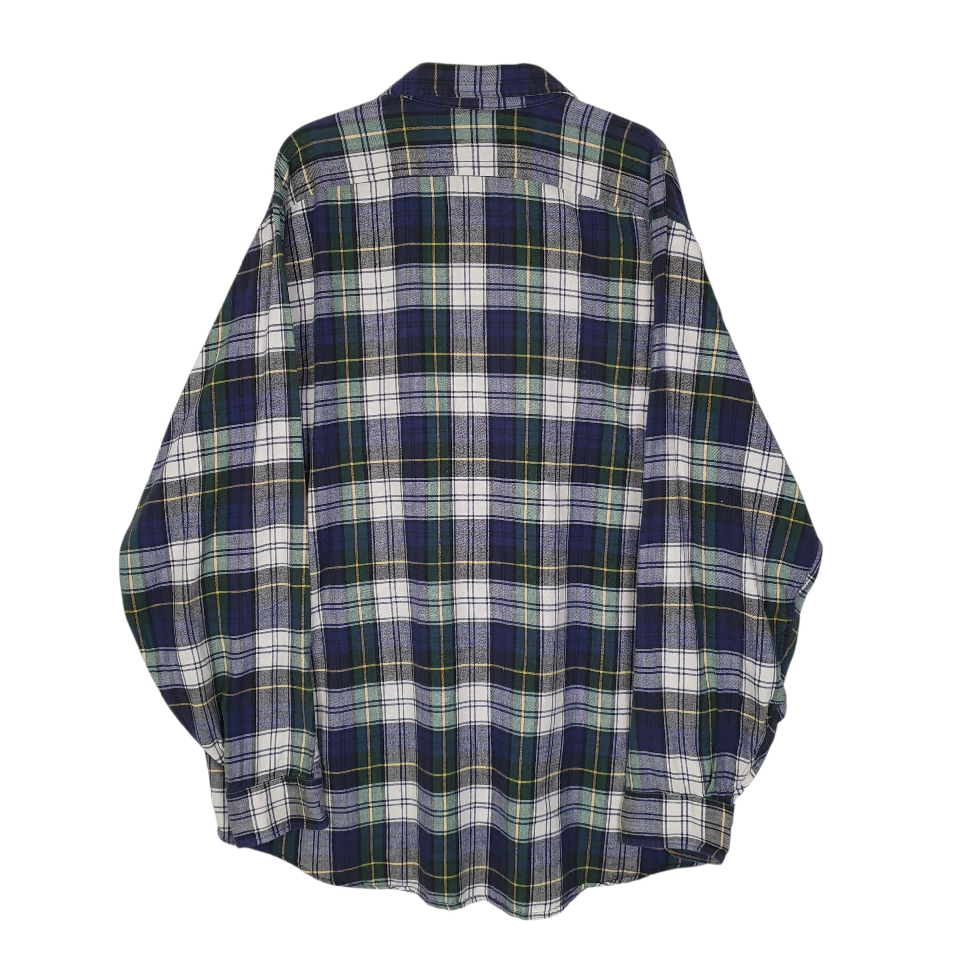 Mens Blue L.L.Bean Scotch Plaid Flannel Vintage 90s Made In USA  Shirt