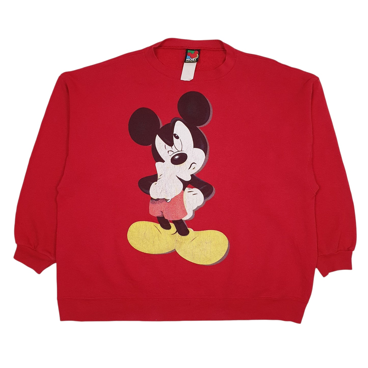 Mens Red Disney Vintage 90s Crewneck Jumper