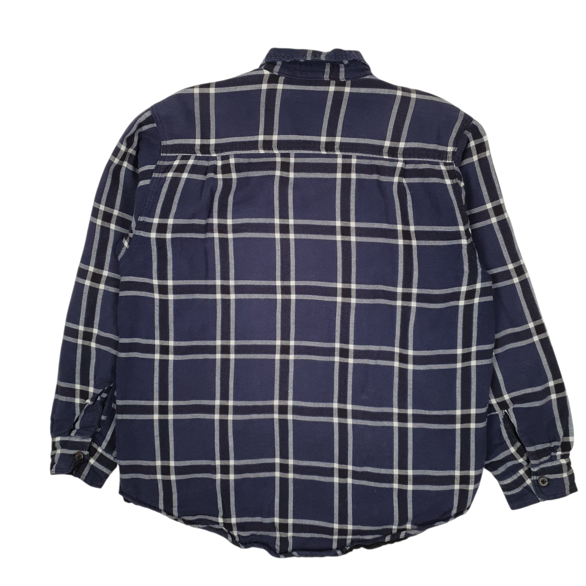 Mens Navy Wrangler Plaid Workwear Full Zip Coat