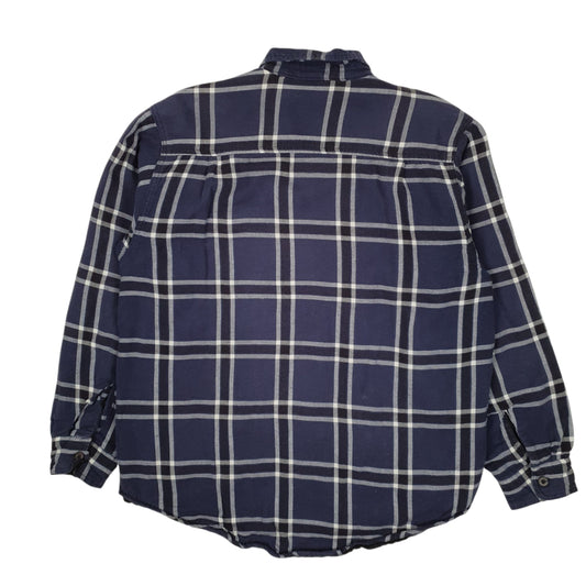 Mens Navy Wrangler Plaid Workwear Full Zip Coat