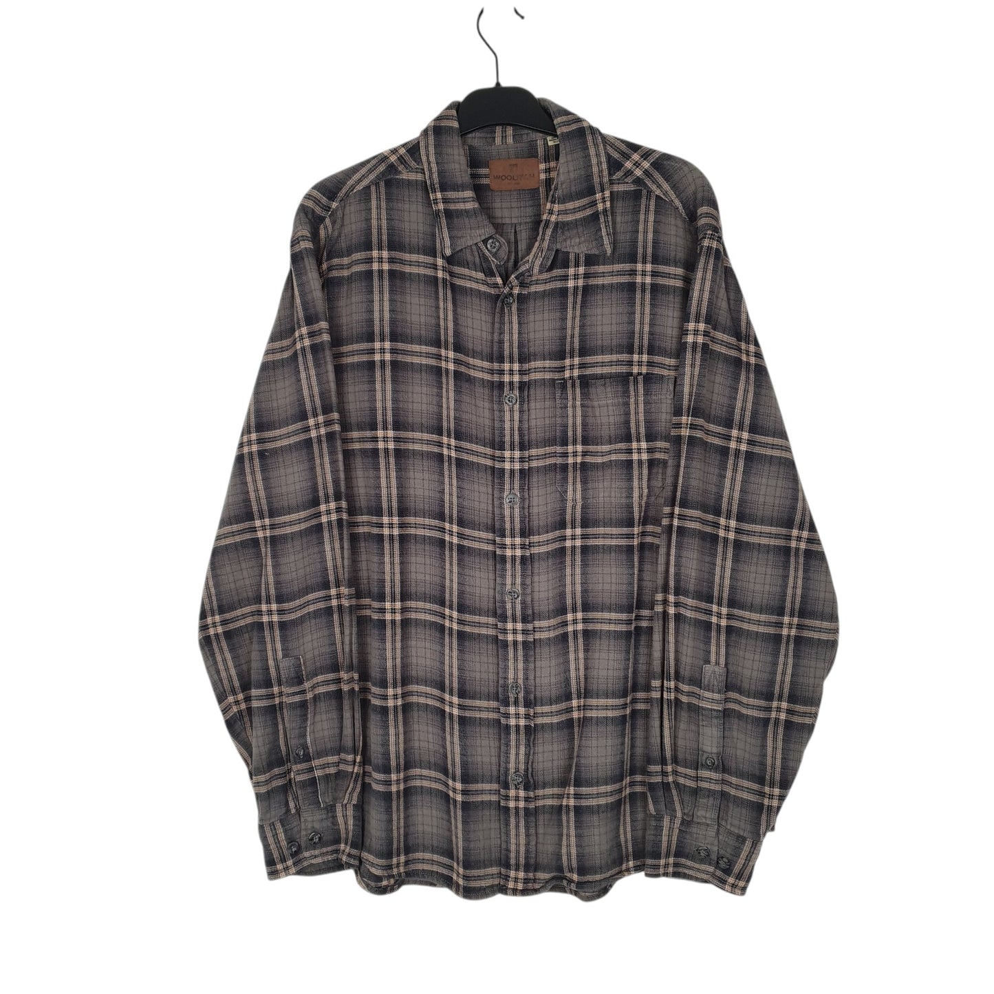 Mens Grey Woolrich Thick Flannel Long Sleeve Shirt