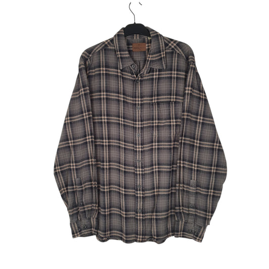 Mens Grey Woolrich Thick Flannel Long Sleeve Shirt