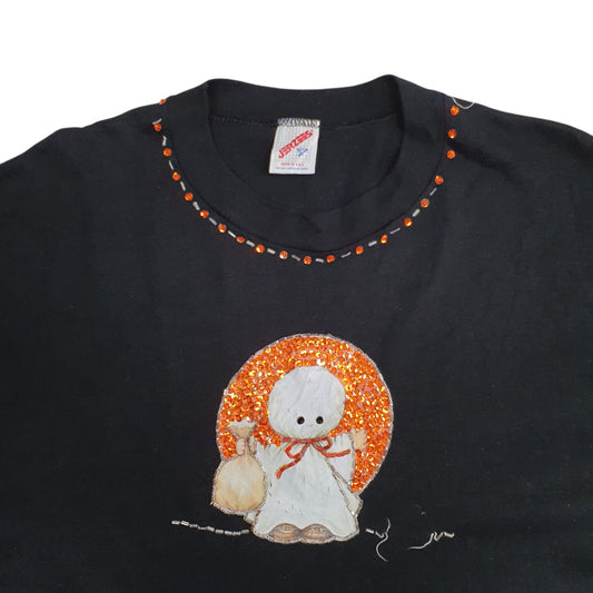 Mens Black Jerzees Single Stitch Vintage 80s  T Shirt