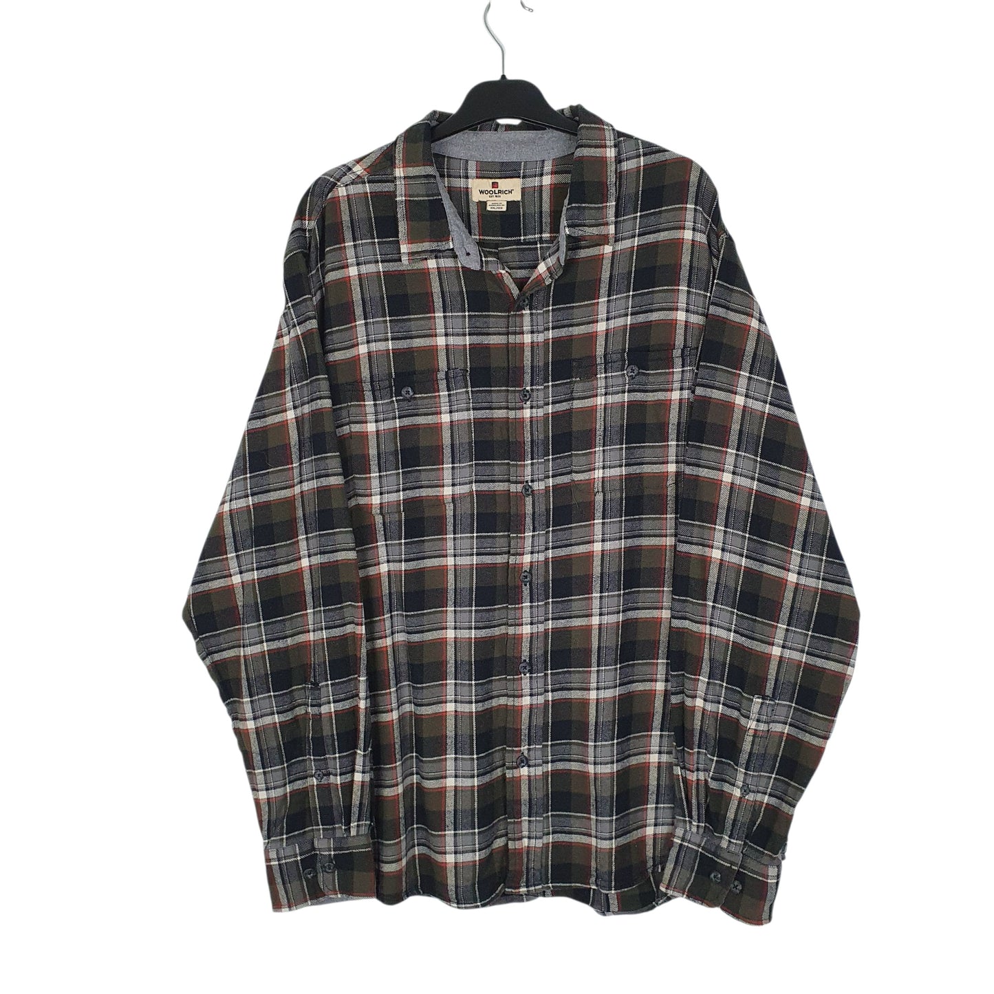 Mens Green Woolrich Thick Flannel Plaid Long Sleeve Shirt