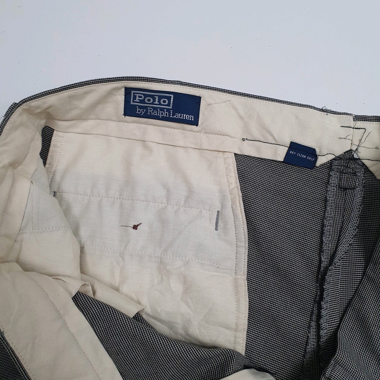 Mens Grey Polo Ralph Lauren Vintage 90s Double Pleated Houndstooth  Shorts